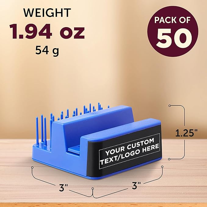 DISCOUNT PROMOS Custom Light Up Logo Phone Stands Set of 50, Personalized Bulk Pack - Essential Smartphone Accessory, Perfect for Office and Home - Blue