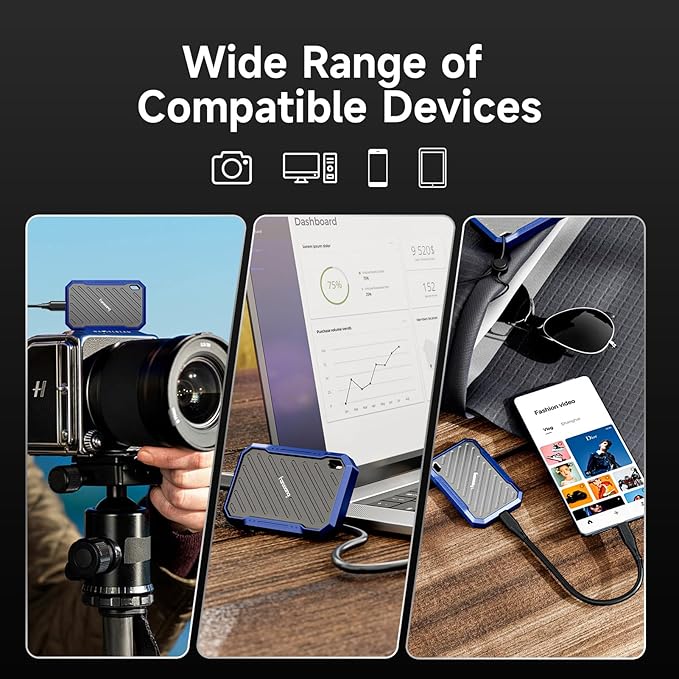 fanxiang 2TB External Portable SSD, Up to 2000MB/s USB 3.2 Gen2*2, IP68 Water and Dust Resistance, External Solid State Drive Reliable Storage for Professionals, Creatives, and Engineers