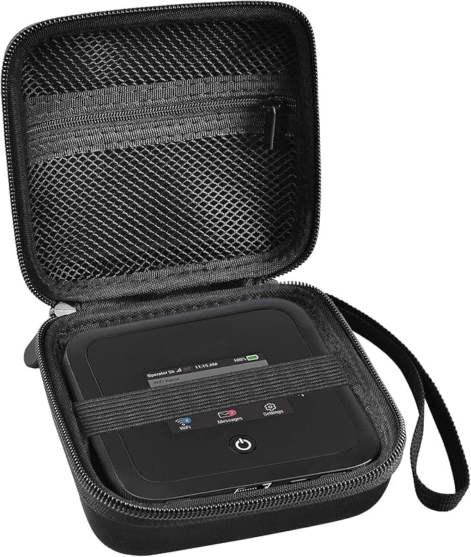 Travel Router Case Compatible with NETGEAR Nighthawk M7 Pro/ M6 M6 Pro MR6150 6500/ M5 5G MR5200 5100/ M1 M2 Mobile Hotspot. WiFi Router Storage Carrying Holder with Mesh Pocket (Box Only)