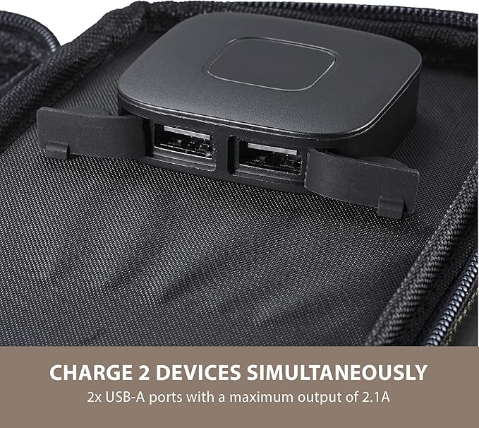 ELECOM NESTOUT Portable Solar Panel, Dual USB-A Ports, 28W Power Generation Charger for Phone Camping, Durable Water-Resistant Ripstop Nylon, Foldable Lightweight, Adjustable Stands (4-Panel)