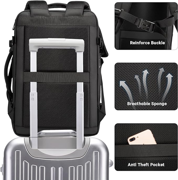 BANGE 45L Men's Expandable Travel Backpack, Men's Laptop Backpack for 17.3Inch Laptop, Carry On Backpack Fits Under Seat Airline Approved, Personal Item Travel Bag for Men…