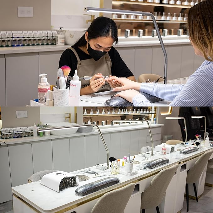 daylight Slimline 4™ LED Table Lamp in Ice Grey - 6,000K, 3,200 Lux, 4 Brightness Levels, USB-C Charging Port, Anti-Glare Diffuser, Flexible Design, Art & Craft, Sewing, Nail Salon