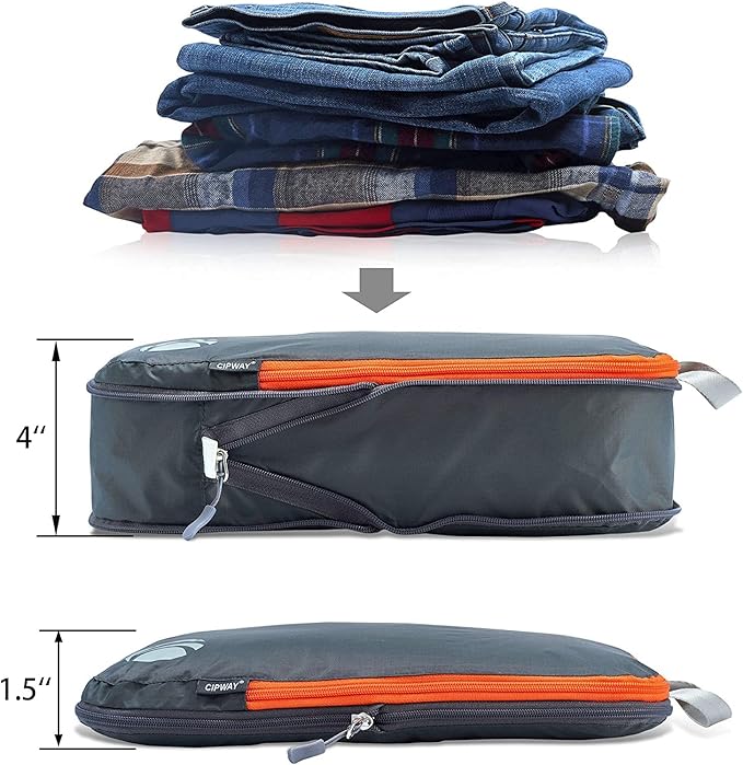 Cipway Compression Packing Cubes Set, Ultralight Expandable Travel Packing Organizers for Carry on Luggage (Grey 3pcs)
