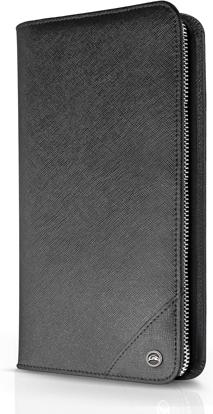 Family 4 Passport Holder - Travel Wallet RFID Blocking, Document Organizer, Essentials Plane Accessory Cover for Women Men (Black)