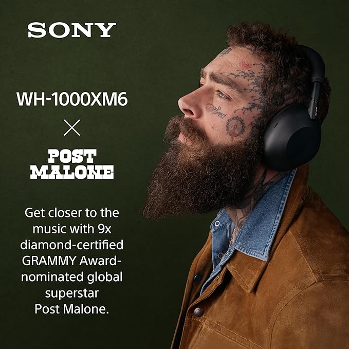 Sony WH-1000XM6 The Best Noise Canceling Wireless Headphones, HD NC Processor QN3, 12 Microphones, Adaptive NC Optimizer, Mastered by Engineers, Studio-Quality, 30-Hour Battery, Black