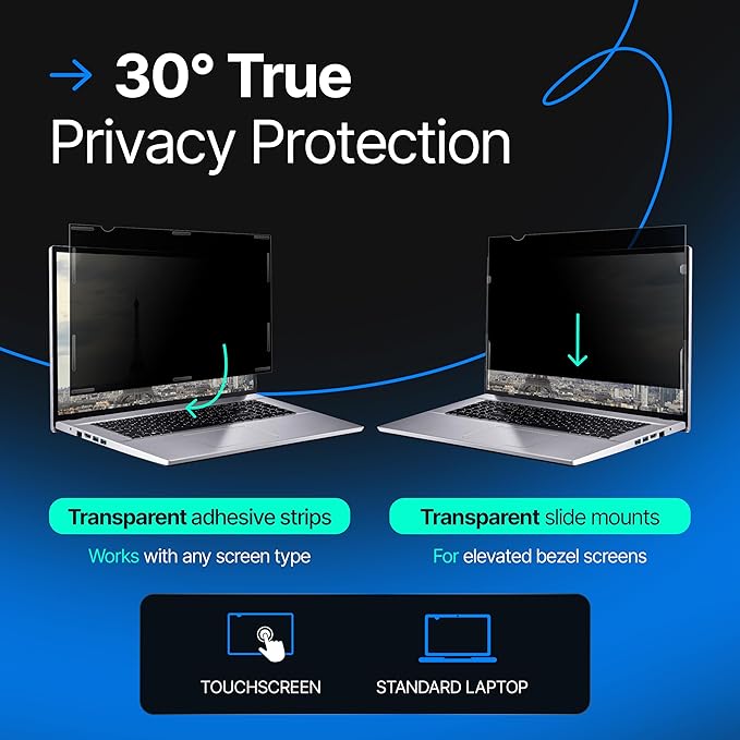 VINTEZ 14 Inch 16:9 Privacy Screen for Computer Monitor and Laptop - Anti Glare Protector Film Blue Light Filter Eye Protection - Computer Screen Privacy Shield, [1 Pack]