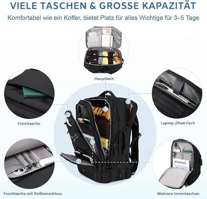 Carry On Travel Backpack, 35L-40L Expandable Extra Large Airline Approved,Lightweight Daypack for Men and Women