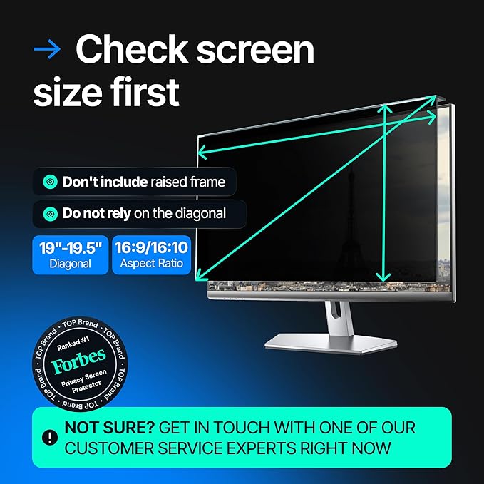 Universal Acrylic 19, 19.5 Inch Computer Privacy Screen Filter for Widescreen Computer Monitors - 17.3" x 11.4" (440 x 290mm) - Monitor Frame Hanging Type