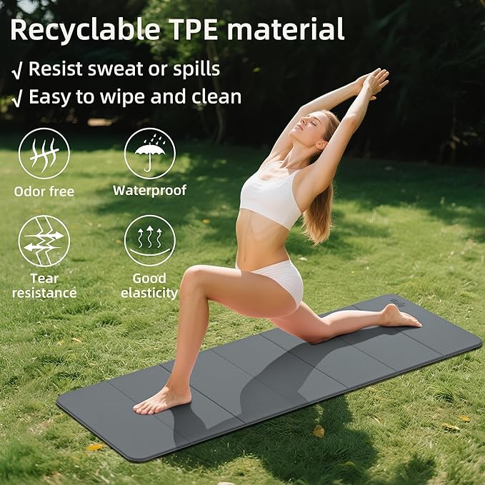 1/2 Inch Extra Thick Yoga Mat Pilates Equipment, 69"x24" Odorless Workout Mats for Home Gym, Non-slip Exercise Mats for Women Men Home Workout, Foldable Yoga Mats for Travel Camping Sleeping