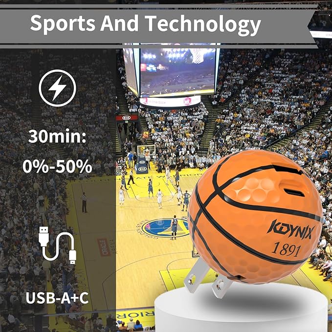 20W Dual Port Creative Golf Ball Charger Block， GaN III Power Adapter Fast Wall Charger with UL Certified, Fast Charging for iPhone 16/16 Pro/16 Pro Max/16 Plus/15/14/13/12, Galaxy, iPad, Airpods