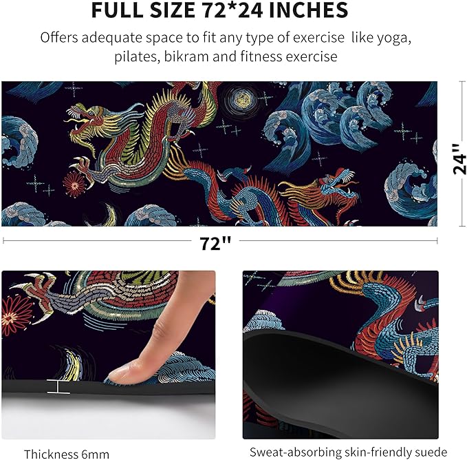 nuveti Yoga Mat Print Extra Thick TPE Non Slip Fitness Exercise Mat with Carrying Bag,72"x24" Extra Thick 6MM Exercise & Workout Mat for Yoga, Pilates Fitness and Floor Exercises