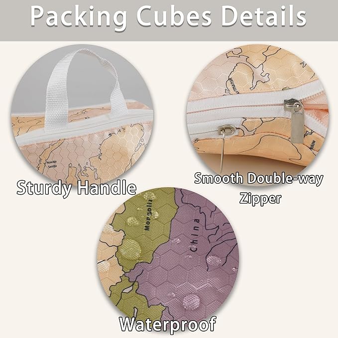 8 Pcs Compression Packing Cubes Travel for Suitcases, Waterproof Luggage Organizer Washable Storage Bags Set for Backpack Travel- Packaging Cubes for Carry-Ons and Storage