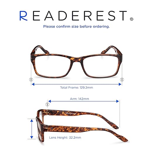 Readerest 3.5 Blue Light Reading Glasses - Lightweight Computer Glasses - Eye Strain, UV Glare Protection (Tortoise)