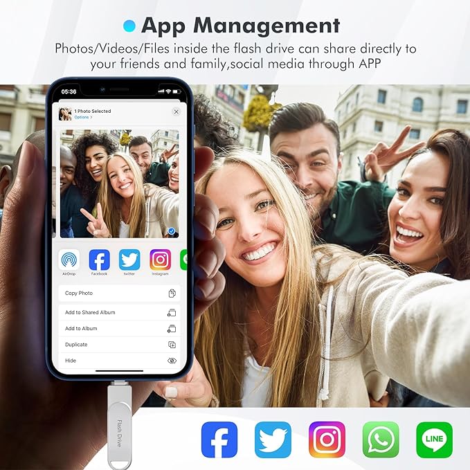 Apple MFi Certified Flash Drive 512GB, Photo Stick for iPhone Memory Stick for Photo/Video Backup Stick, High-Speed USB Thumb Drive for iPhone Storage Compatible for iPhone/iPad/Android/PC (Silver)