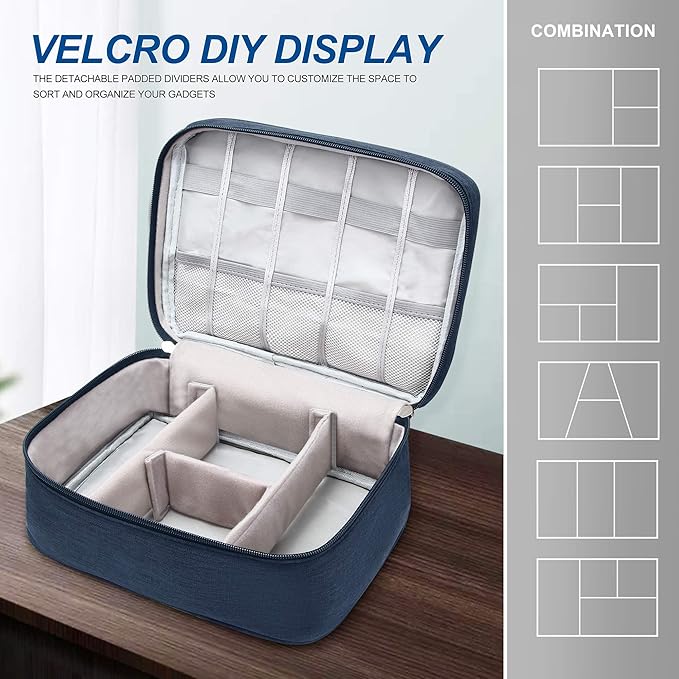 Electronics Organizer Travel Universal Cable Organizer Bag Waterproof Electronics Accessories Storage Cases for Cable, Charger, Phone, USB, SD Card, Hard Drives, Power Bank, Cords