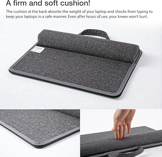 Lap Desk with Soft Cushion and Wrist Rest – Portable Laptop Desk for Bed, Couch & Home Office, PU Surface Tray with Handle for 15.6 inch Laptop (Medium, Black)