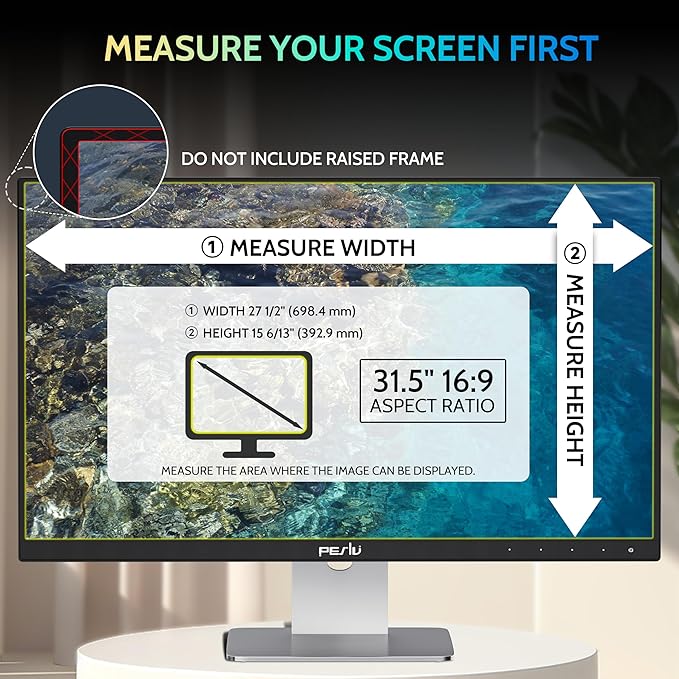 [2 Pack] 31.5 Inch Privacy Screen for Computer Monitor 16:9 Aspect Ratio, Eye Protection Anti Blue Light Glare Shield, 31.5inch Removable Black Blackout Anti Spy Desktop Security Private Filter