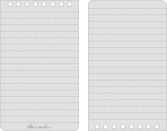 Rite in the Rain Weatherproof Top Spiral Notebook, 3" x 5", Black Cover, Universal Pattern, 6 Pack (No. 735L6)