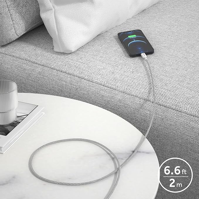 Nekmit USB C Charger, 52W 4-Port Thin Flat Fast Wall Charger Type-C Charging Station with Two 20W PD 3.0 and 2 USB Ports for iPhone 14/14 Pro/14 Pro Max, iPad Pro, Android and More (White(with cable))