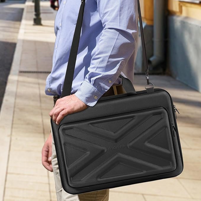 MOSISO Hard Shell Laptop Case for Men Women,15-15.6 inch Computer Bag Compatible with MacBook, HP, Dell, Lenovo, Asus, Notebook,16 inch Laptop Bag with Front Pocket & Shoulder Strap, Black