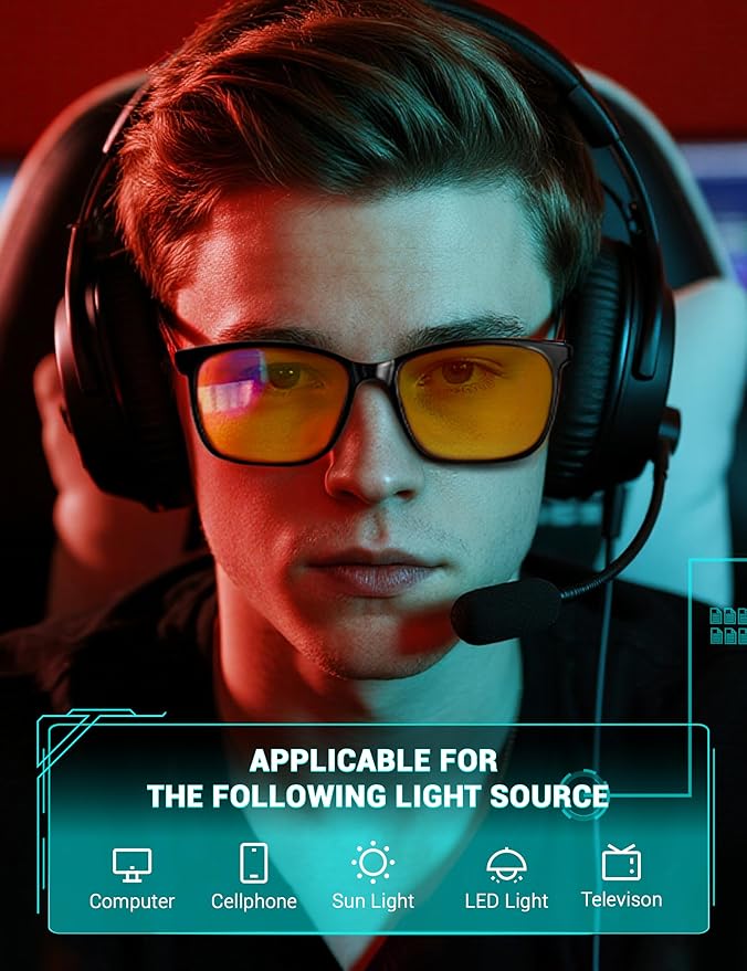 TIJN Sleep Glasses for 99.9% Blue Green Light Blocking Dual AR Coatings Red Lens for Computer Gaming Reduce Eyestrain, TR90