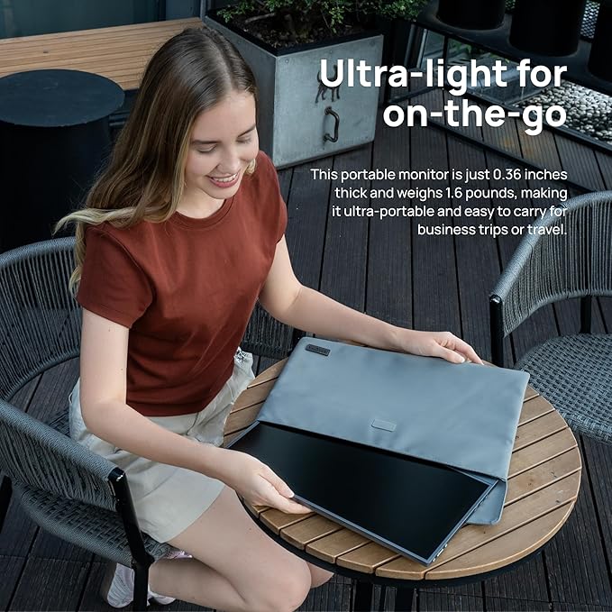 ARZOPA Portable Monitor 15.6'' FHD 1080P - Ultra-Slim Portable Laptop Monitor with Kickstand - IPS Display for PC, MAC, Phone, Xbox, PS5 - USB C & HDMI Connectivity - A1 Gray