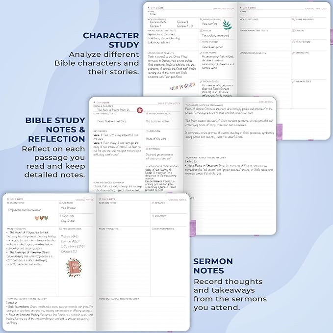 Clever Fox Bible Study Journal – Church Notes Notebook – Note Taking & Journaling Kit – Faith Based Religious Gifts & Accessories (Periwinkle)