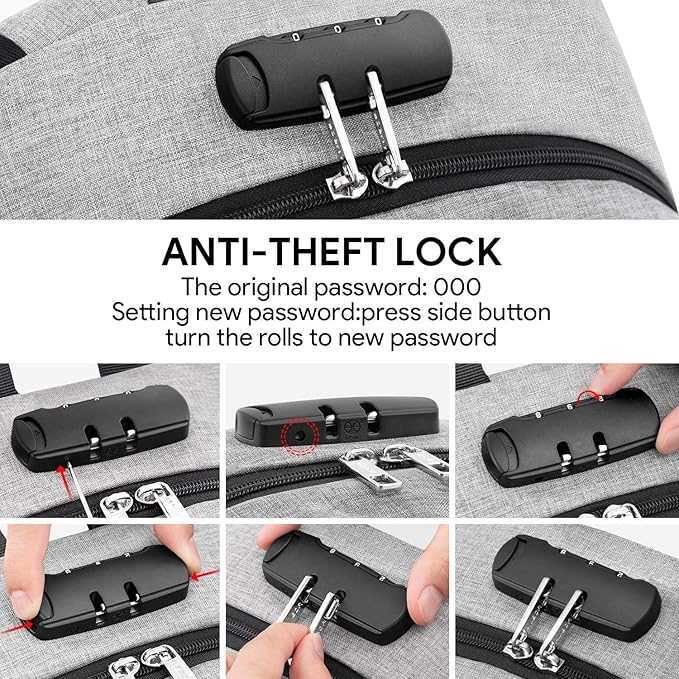 AMBOR Travel Laptop Backpack, 15.6-17.3 inch Anti Theft Business Laptop Backpack with USB Charging Port and Headphone Interface, Backpack for Men & Women, Grey