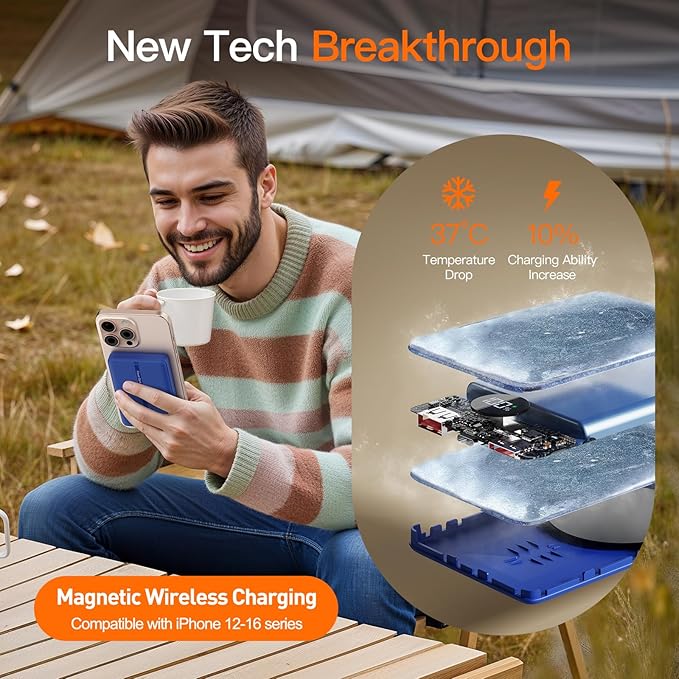 Magnetic Portable Charger, 16800mAh Wireless Power Bank, with 20W USB-C Fast Charging and LED Digital Display Magnetic Battery Pack, Compatible with iPhone 16/15/14/13/12 Full Series (2025)