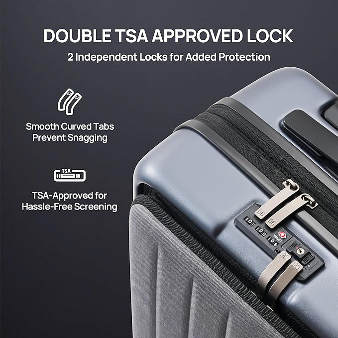 NINETYGO Carry on Luggage 22X14X9 Airline Approved with Front Laptop Pocket, 20 Inch Luggage with Front Compartment, Expandable, Double Spinner Wheels, Hardsided PC, TSA Lock (Shadow, Seine Max)