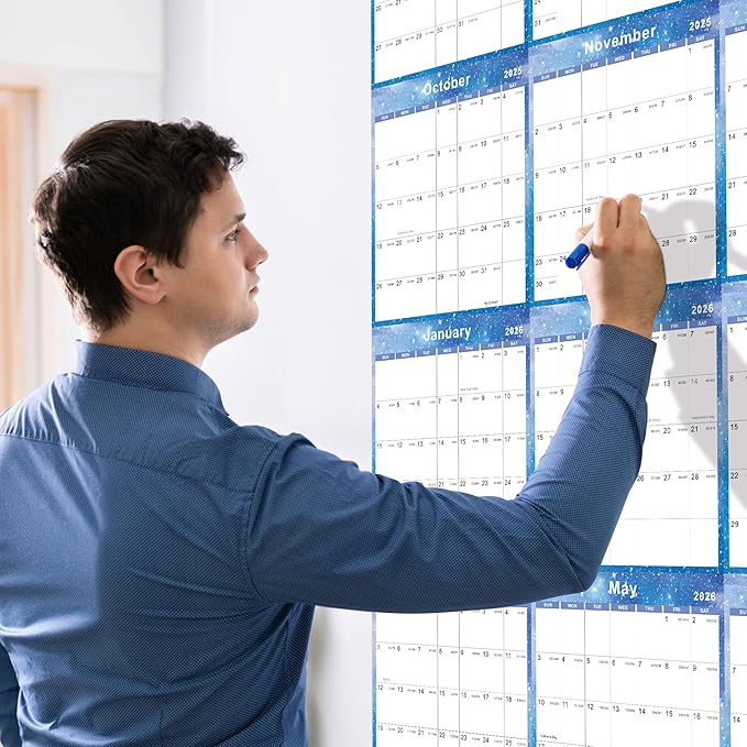 2025-2026 Yearly Wall Calendar - annual calendar 2025-2026, 2025-2026 Yearly Wall Calendar&Planner with Thick Paper, July 2025 - June 2026, X Large, 34.7" x 22.8", 2025-2026 Yearly Planner (2025-2026 Yearly Wall Calendar - Blue Star)