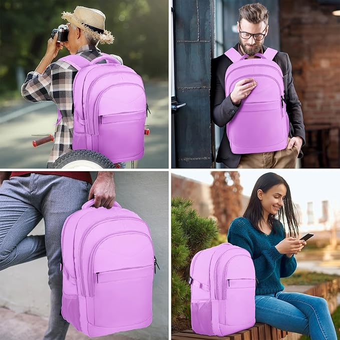 Lapsouno Laptop Backpack, Travel Laptop Backpack, 15.6 Inch Carry on Backpack with USB Port, Anti Theft TSA Travel Bag for Women, College School Backpack for Women, Light Purple
