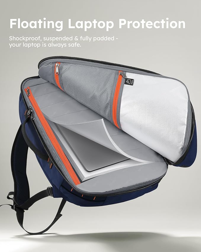 Tolaccea Travel Laptop Backpack, Large Carry on Backpack Flight Approved Convertible Duffle Luggage Bag Daypack Work Business Rucksack Fits 16" Laptop for Men Women 3 Carrying Ways, 40L-50L Expandable