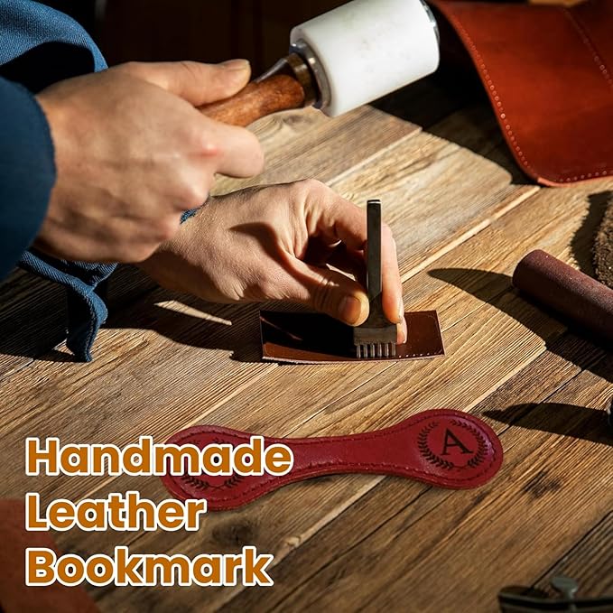 Personalized Magnetic Leather Bookmarks with Initial, 26 Letters Custom Handmade Magnet Book Marks Clips, Gifts for Reading Women, Men, Book Lovers, Kids, Readers Accessories