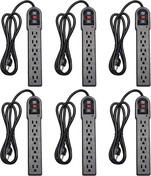 KMC 6-Outlet Surge Protector Power Strip 6 Pack