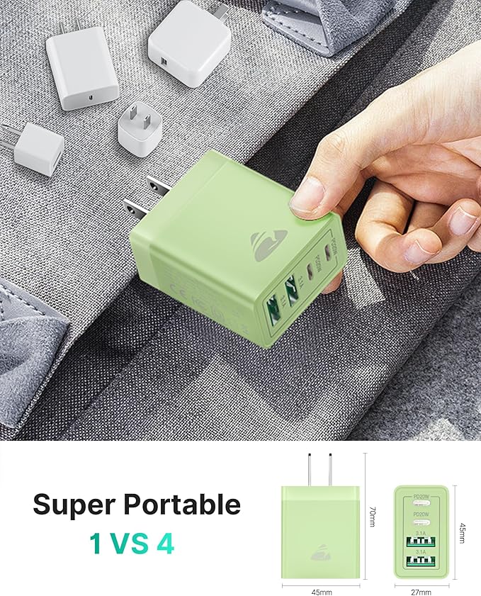 USB C Wall Charger 2-Pack, 40W 4-Port USB C Charger Block PD Power Delivery Fast Type C Charging Block Plug for iPhone 16/15/14/13/12/11/Pro Max, XS/XR/X, iPad, Samsung, Android Phones Charger Cube