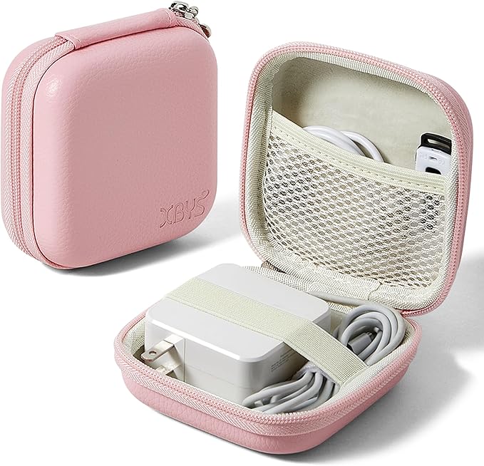 Charger Case for Macbook, Portable Tech Electronic Organizer Bag, Travel Storage Pouch for Laptop Accessories, MacBook Power Adapter, Charging Cords, USB Drives, Power Bank (Pink, M)