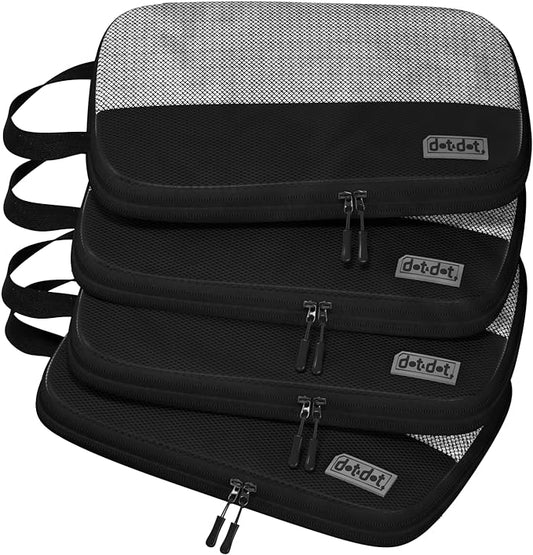 Dot&Dot 4pc Medium Compression Packing Cubes for Travel - Luggage Packing Organizers - Travel Packing Cubes for Suitcases