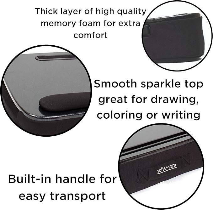 BIRDROCK HOME Multi-Tasking Lap Desk with Memory Foam Cushion | USB Light and Mouse Pad | Fits Laptops Up to 15" | Tablets Up to 9.6" | Smartphones Up to 4" | Black Spackle Top | Home Office