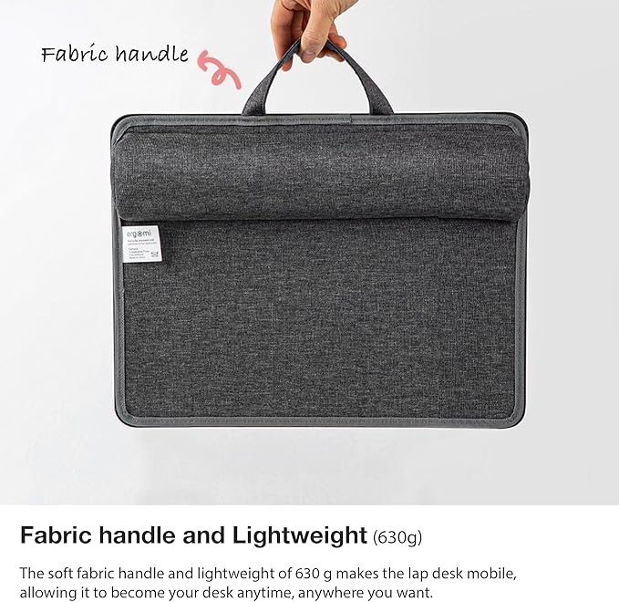 Lap Desk with Soft Cushion and Wrist Rest – Portable Laptop Desk for Bed, Couch & Home Office, PU Surface Tray with Handle for 15.6 inch Laptop (Medium, Black)