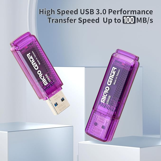 INLAND Micro Center SuperSpeed 256GB USB 3.0/USB3.1 Gen1 Flash Drive Gum Size Memory Stick Thumb Drive Data Storage Jump Drive (256G)