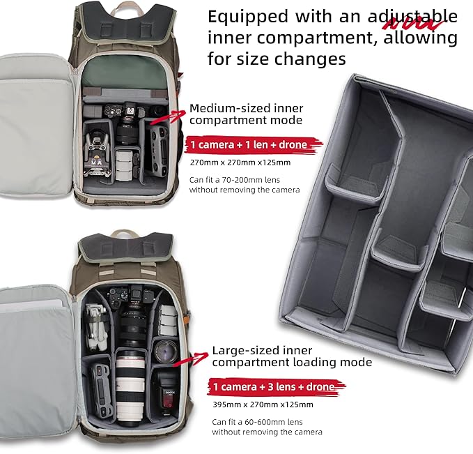 VSGO Pocket Ranger Expandable 25L-33L Photography & Outdoor Backpack – Lightweight Camera Bag for Hiking, Mountaineering, Travel