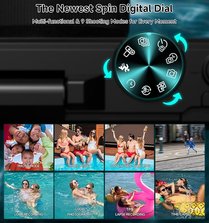 Digital Camera, 5K 80MP Travel Camera for Photography Compact Camera for YouTube with 3" 180° Flip Screen with 18X Zoom Autofocus Vlogging Camera with 64GB SD Card for Teens Beginner (Black)