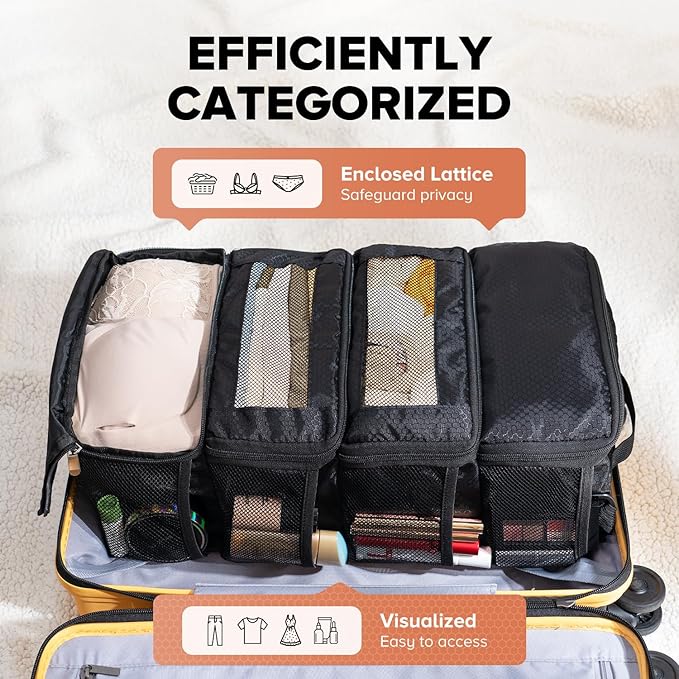 Suitcase Organizer, Travel Luggage Organizer Hanging Shelves Packing Cube Closet/Collapsible Portable Travel Organizer for Carry-on