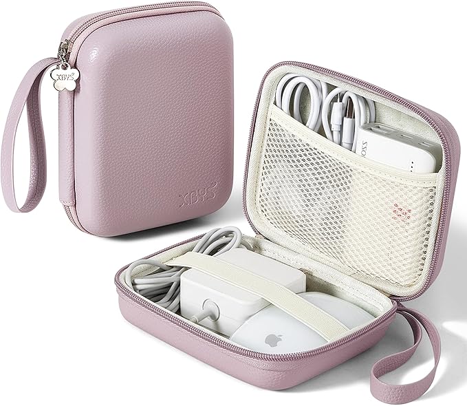 Charger Case for Macbook, Portable Tech Electronic Organizer Bag,Travel Storage Pouch for Laptop Accessories, MacBook Power Adapter, Charging Cords, USB Drives, Power Bank (Purple, L)