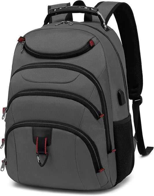 Boavan Laptop Backpack for men, 15.6 inch Laptop Bag with USB Port, Waterproof Travel Work Backpack Purse, Anti-Theft Teacher Nurse Doctor Casual Bookbags Office Business backpack，Grey
