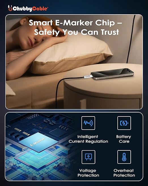 chubbycable Chubby 2.0 Fast Charging Cable Durable Soft Silicone USB C Cable 240W Extra Thick Charger Cord Compatible with iPhone 17-15 Series iPad, Blue, Type-C to Type-C, 16.4 FT