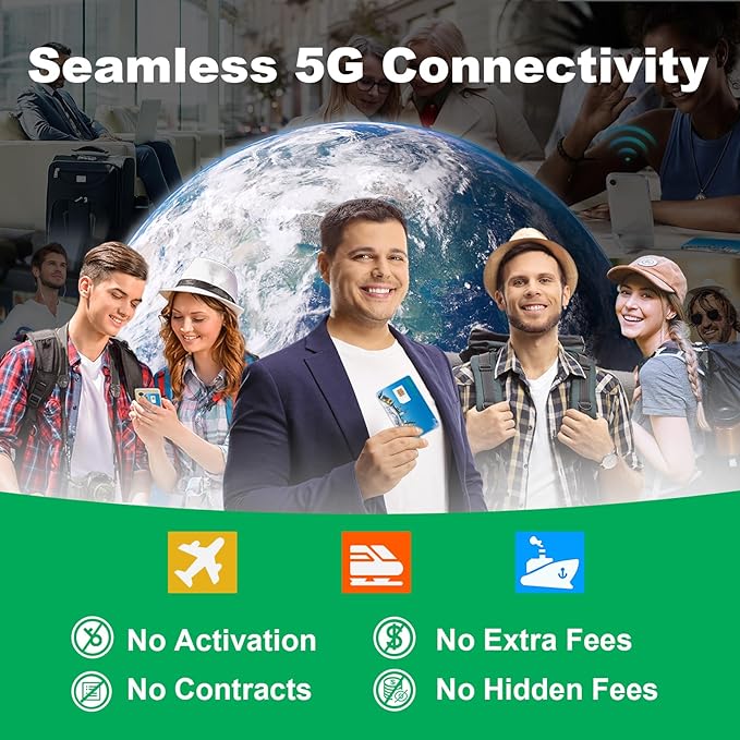 EIOTCLUB 2 Pack International Data SIM Card, Travel SIM Card for 200+ Countries, 1GB/30Day Prepaid Data SIM, 5G LTE Cellular for Phone Tablet Router WiFi Hotspots, No Roaming Charges