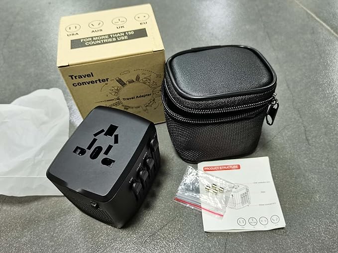 International Travel Adapter Voltage Converter Steps Down 220V to 110V for Cell Phones, Laptops, and Curling Irons, US to UK, Europe, Australia, and More Than 200 Countries