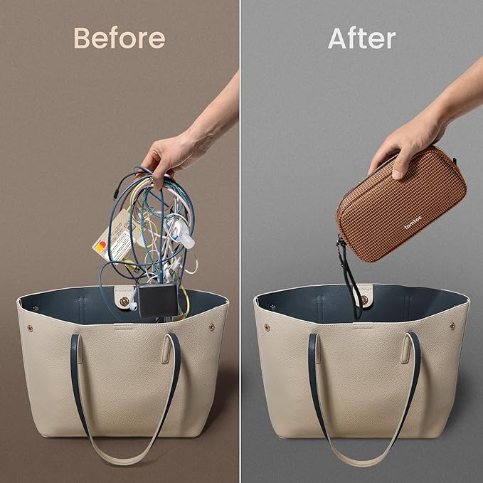 tomtoc Electronics Organizer Travel Case Performance, Water Resistant Bag Cable Tech Pouch Accessories, Carry Storage for Cord, Phone, Cables, Airpods, USB Flash Drive, Daily Items